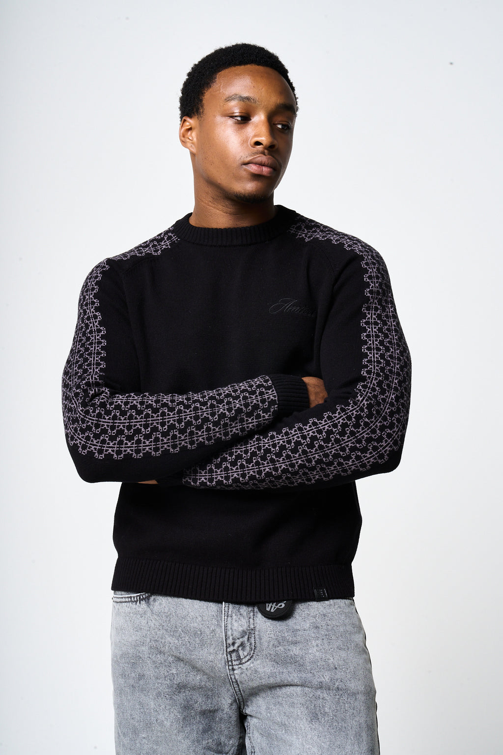 Trento Black Logo Knitted Sweatshirt