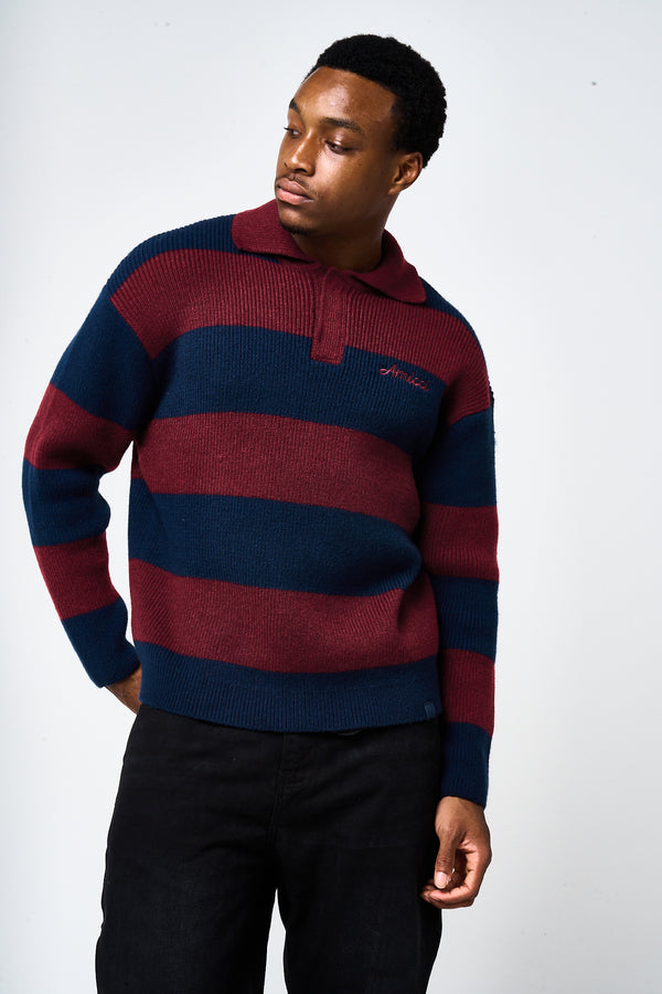 Awing Marine Gestreepte Gebreide Sweater