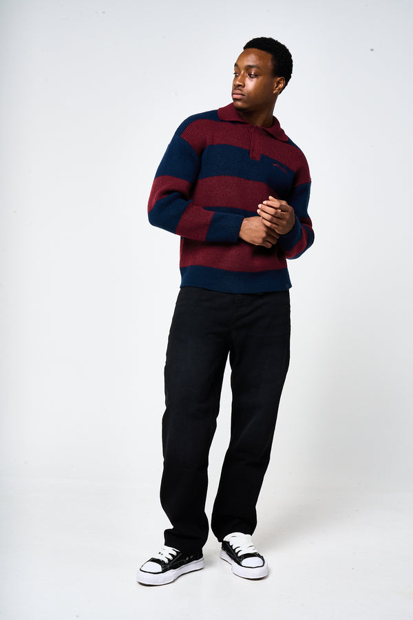 Awing Marine Gestreepte Gebreide Sweater