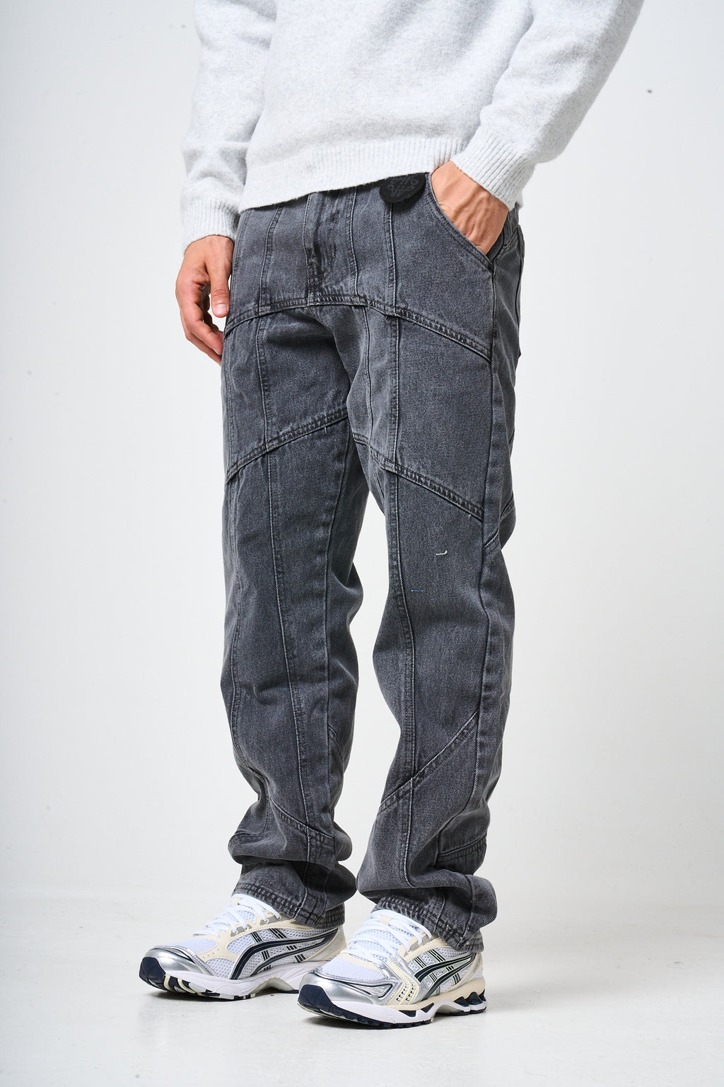 Larrea Grey Straight Fit Pattern Denim