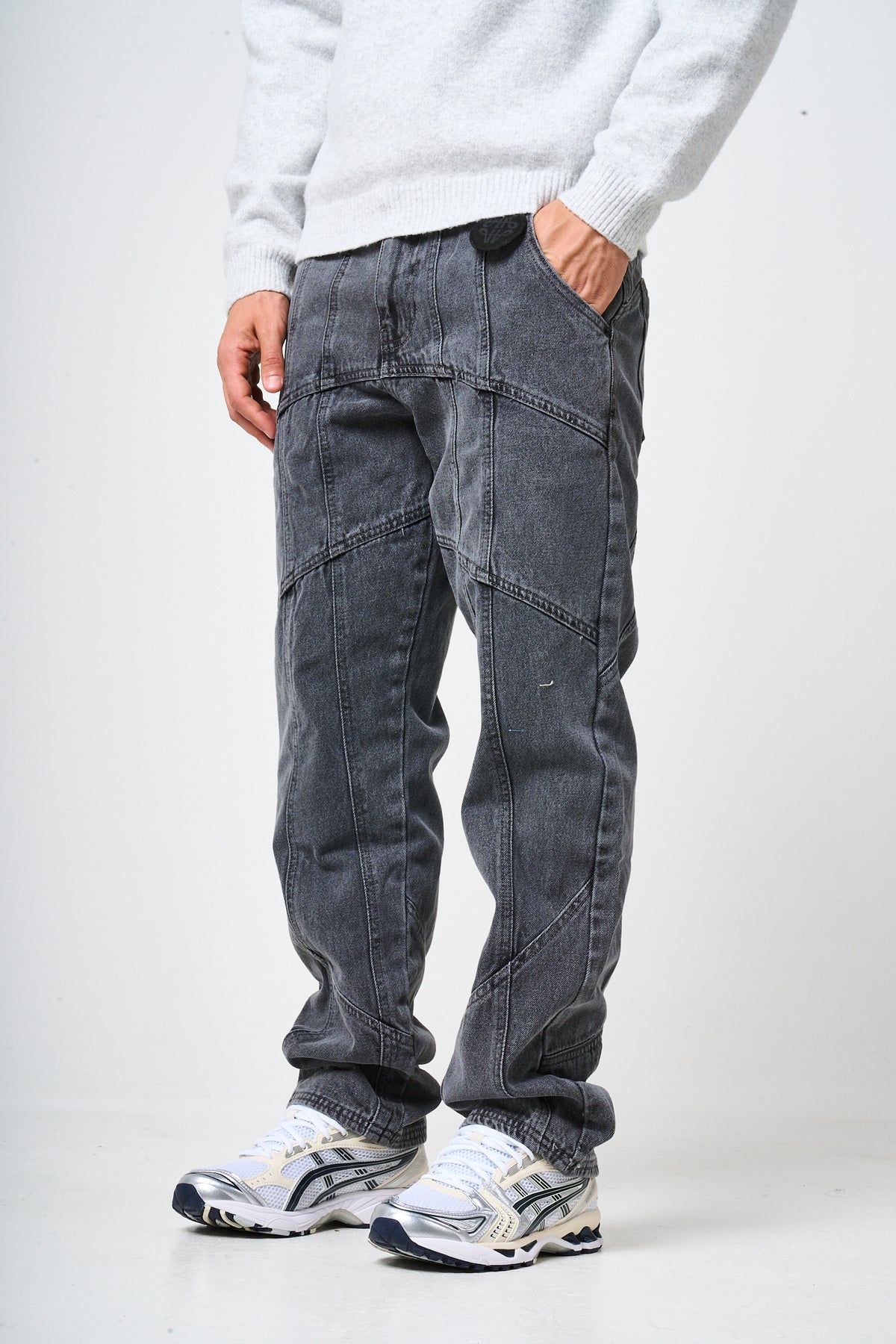Larrea Grey Straight Fit Pattern Denim