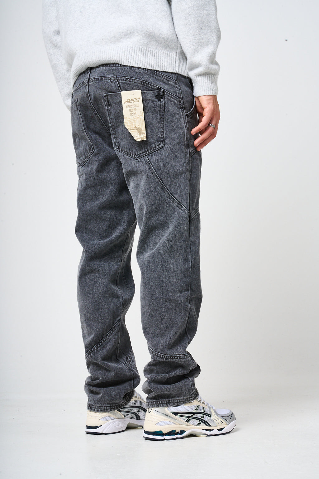 Larrea Grey Straight Fit Pattern Denim
