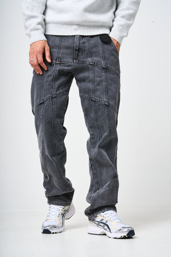 Larrea Grey Straight Fit Pattern Denim