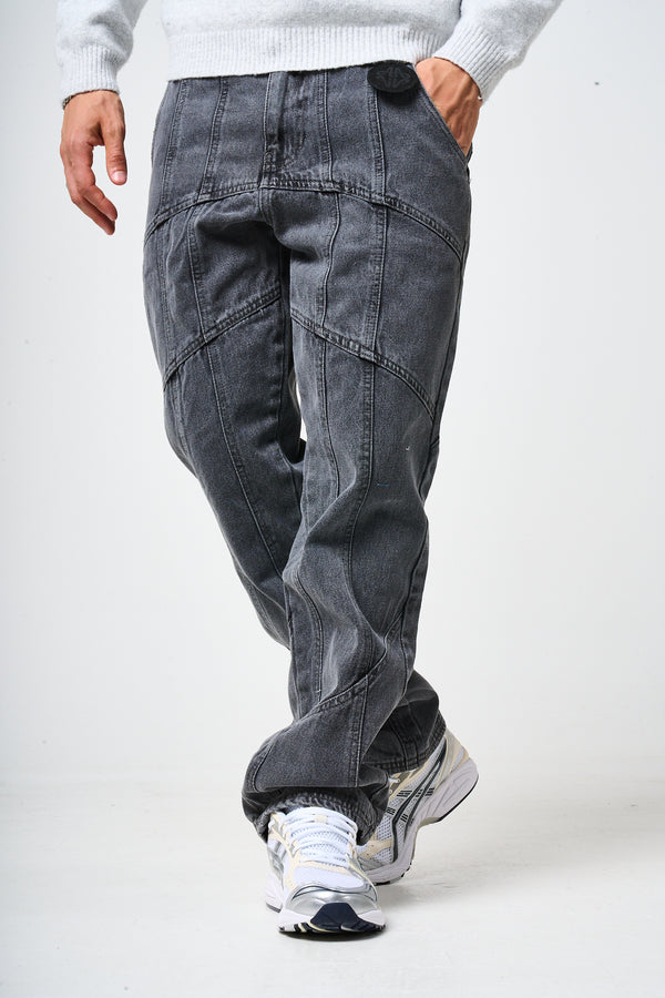 Larrea Grey Straight Fit Pattern Denim