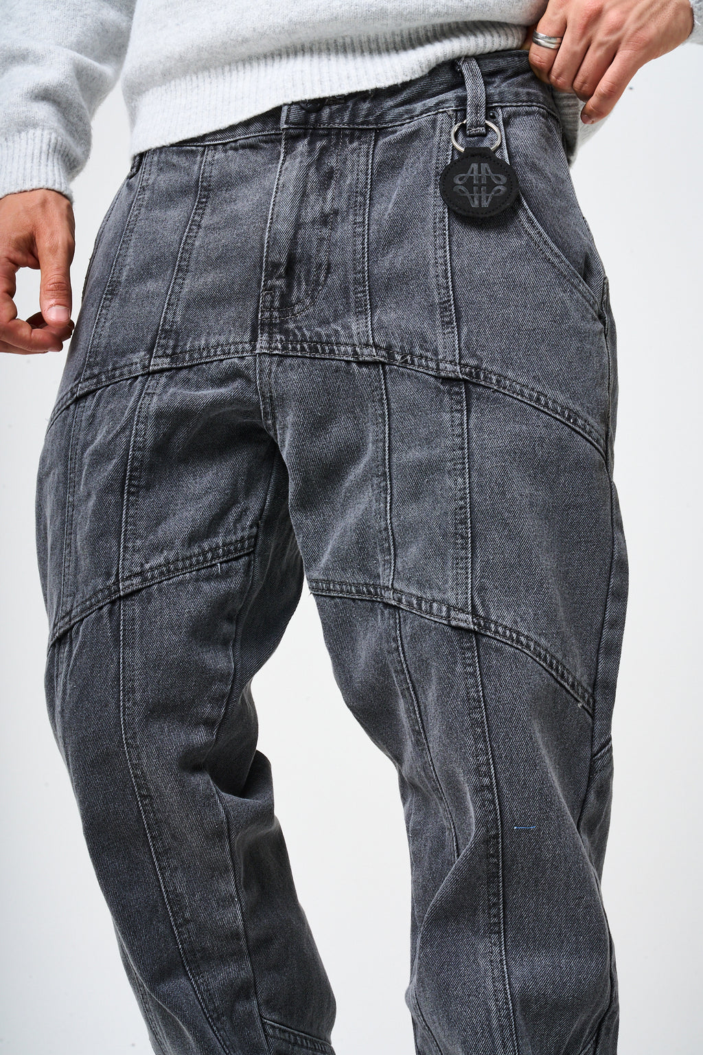 Larrea Grey Straight Fit Pattern Denim