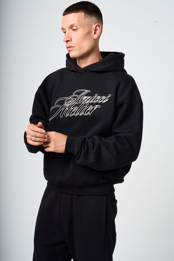 Torino Black Embroidery Hoodie