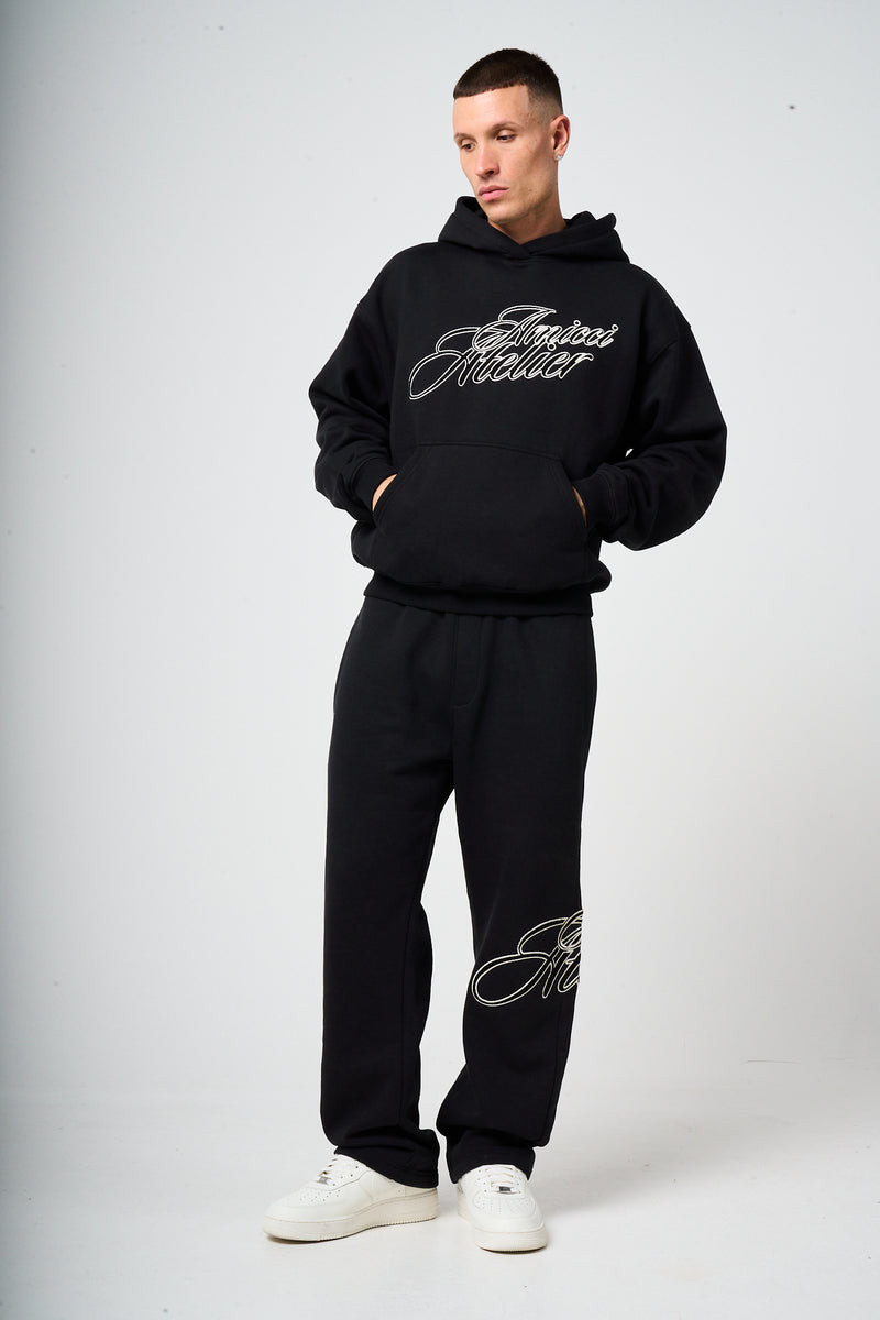 Torino Black Embroidery Hoodie