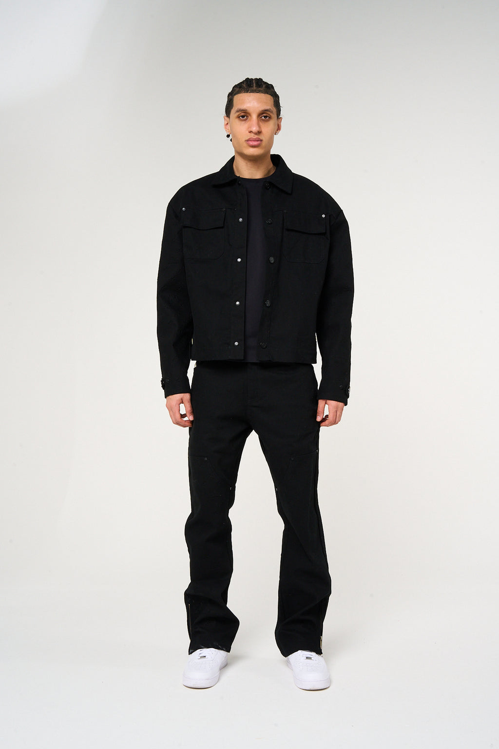 Maceo Embossed Carpenter Pants Black
