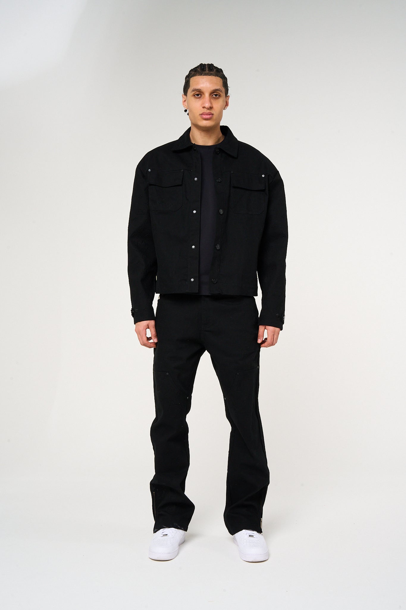 Maceo Embossed Carpenter Pants Black