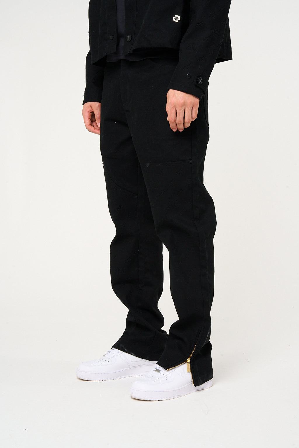 Maceo Embossed Carpenter Pants Black