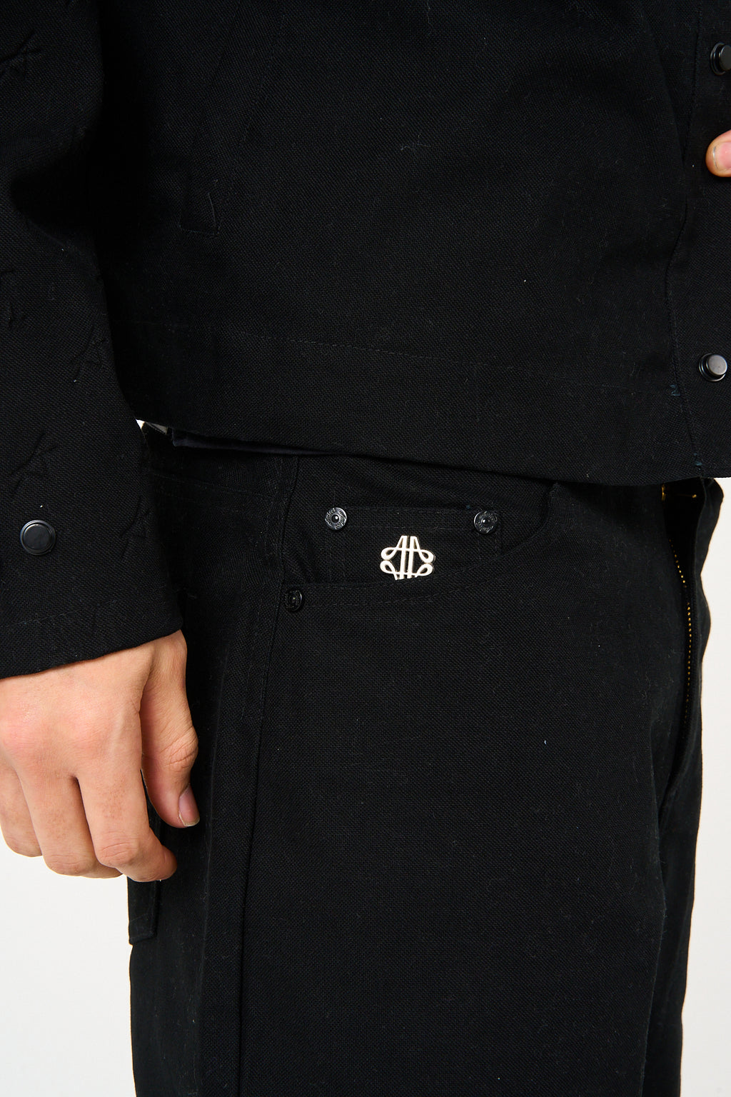 Maceo Embossed Carpenter Pants Black