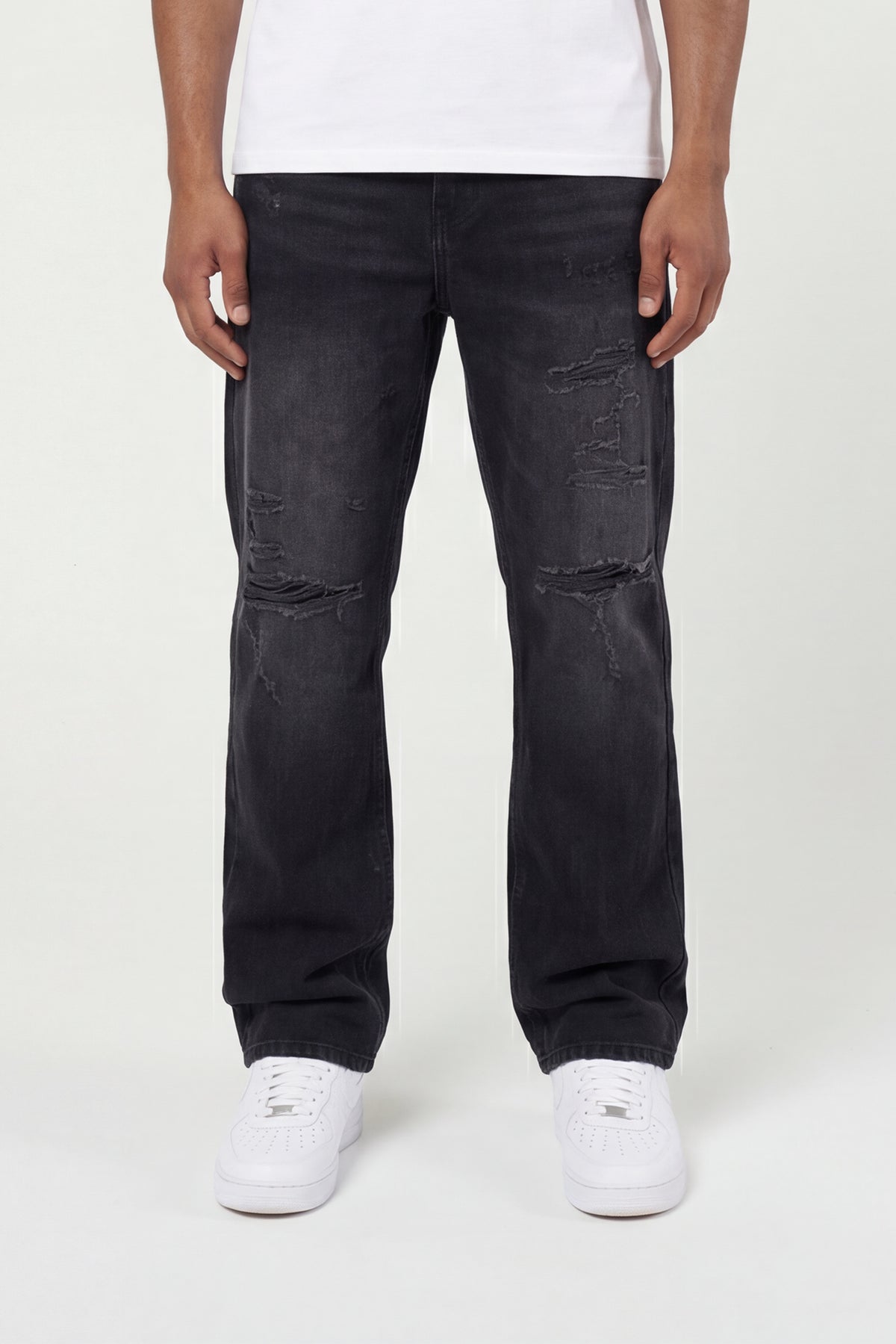 Lennox Ripped Black Straight Jean