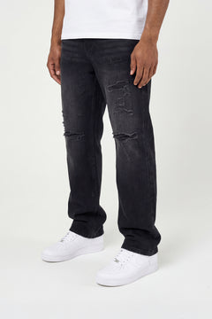 Lennox Ripped Black Straight Jean