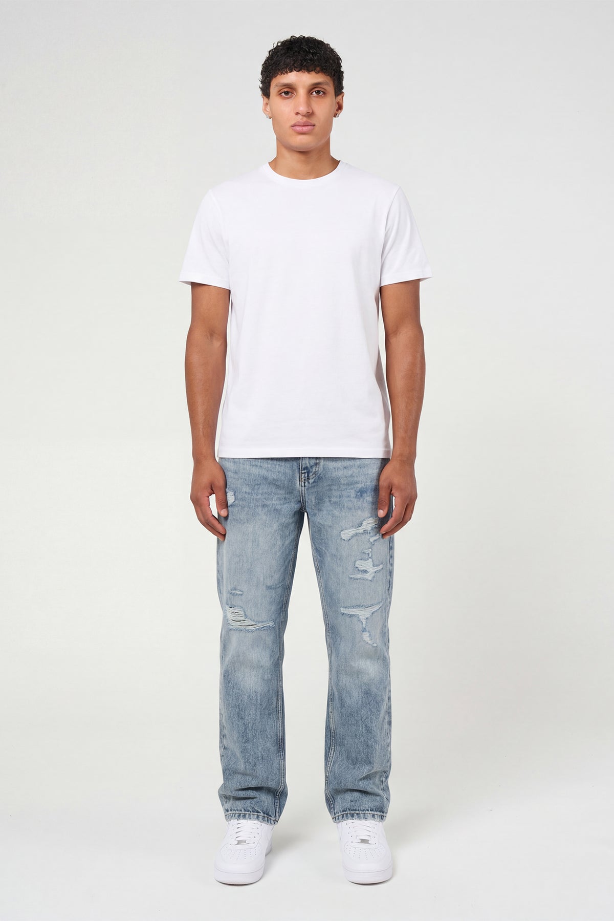 Lennox Ripped Mid Blue Straight Jean