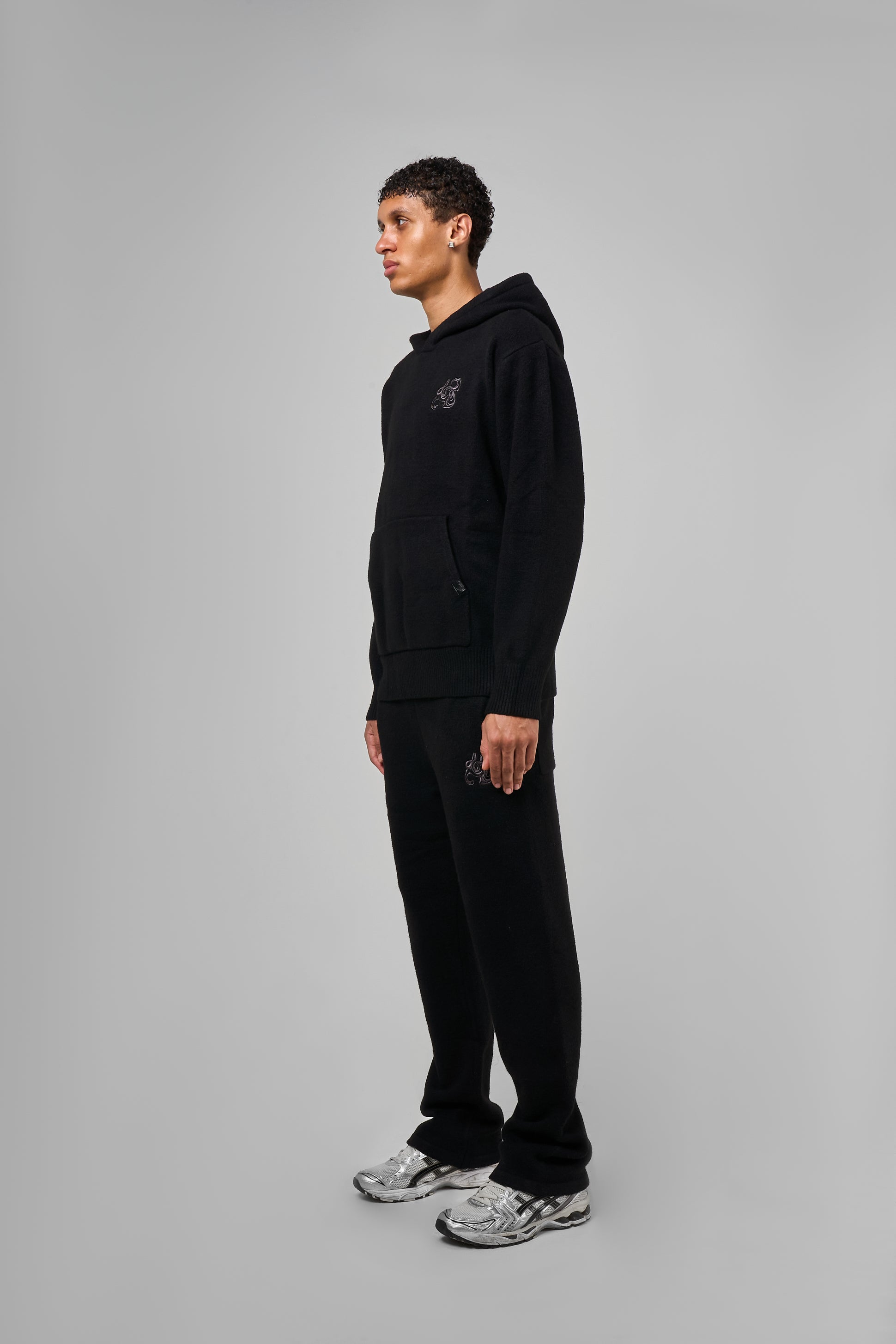 Amos Black Knitted Hoodie