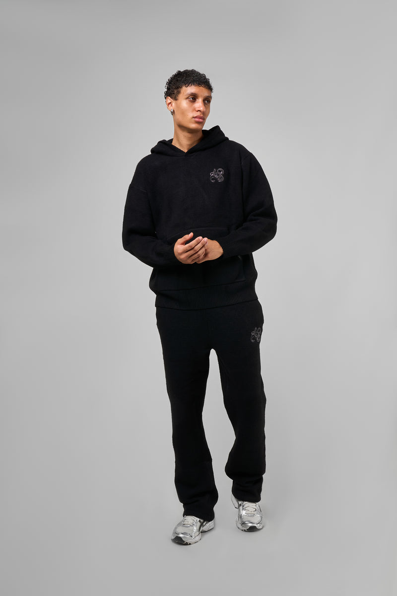Amos Black Knitted Hoodie