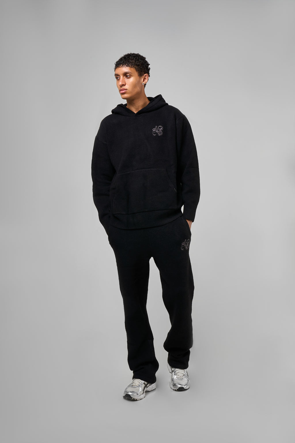 Amos Black Knitted Hoodie