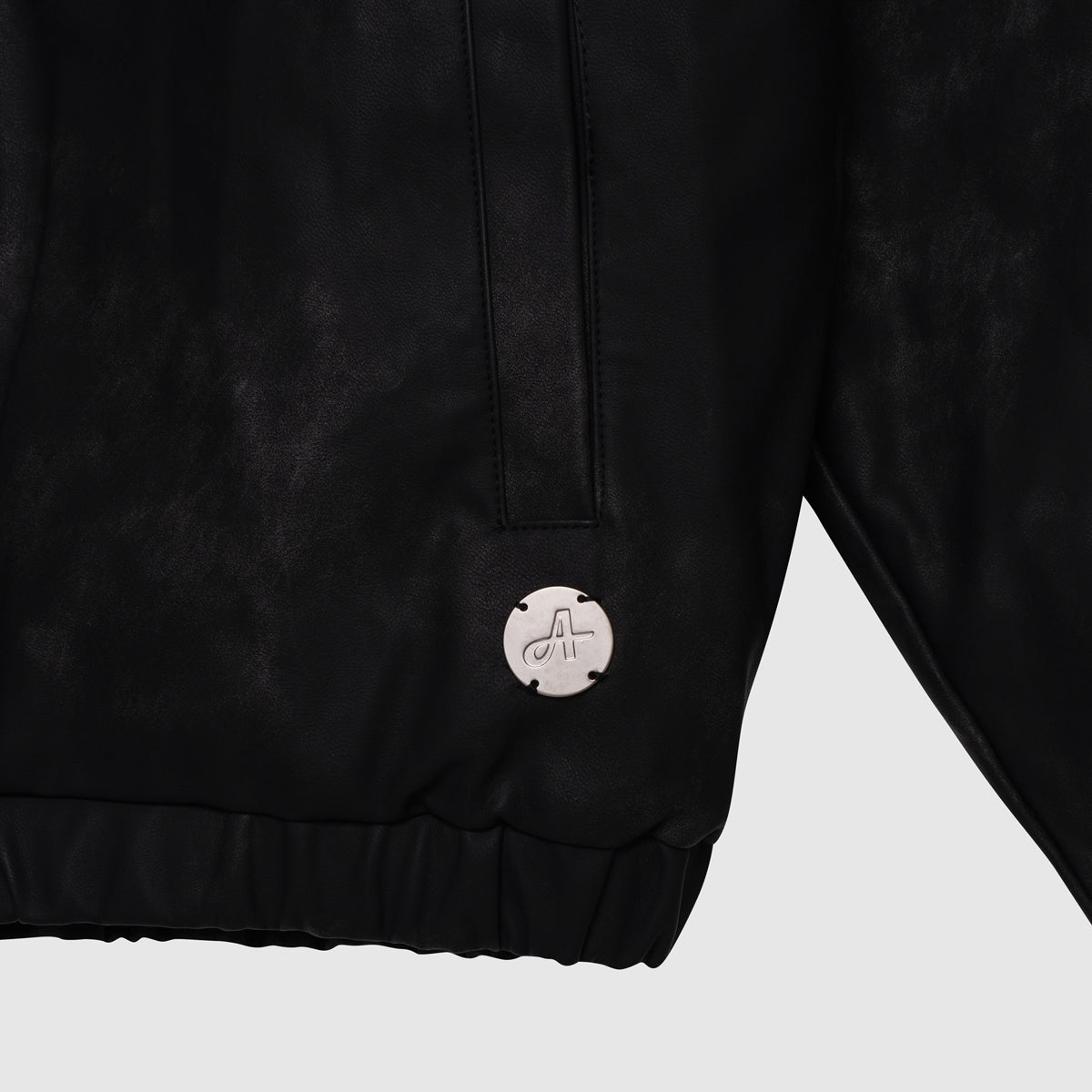 Rafel Leren Rits Hoodie Zwart