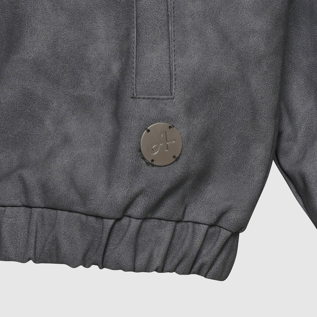 Rafel Leren Rits Hoodie Grijs