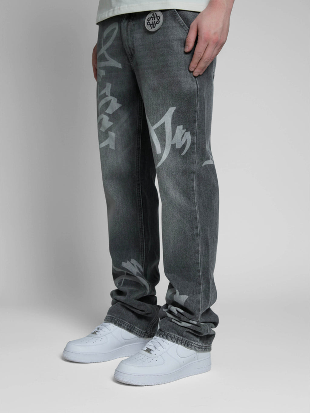 Ettore Lichtgrijze Flare Jeans