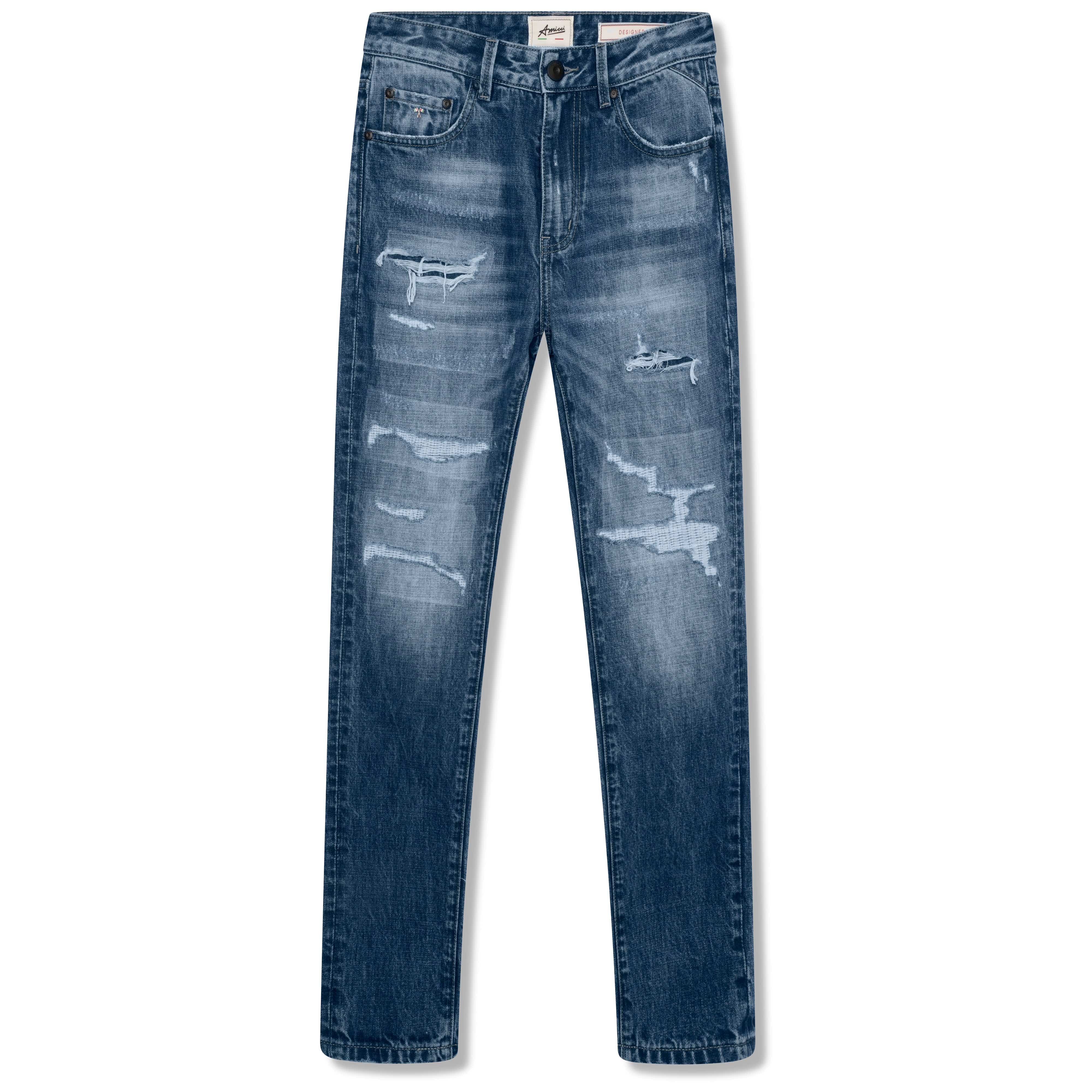Amicci Men's Enrico Ripped Jeans - Premium Quality Denim