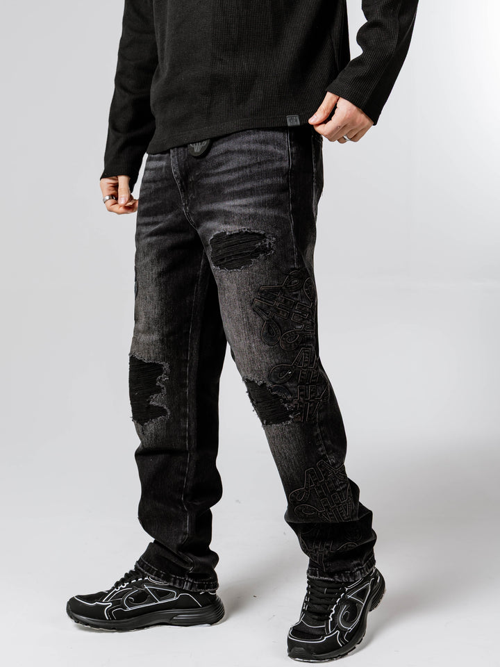 Black Logo Patch Jeans