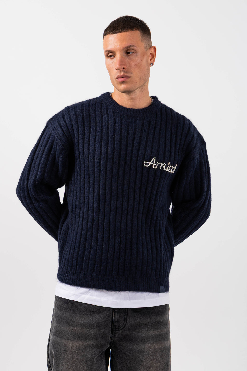 Pietro Navy Knitted Sweatshirt