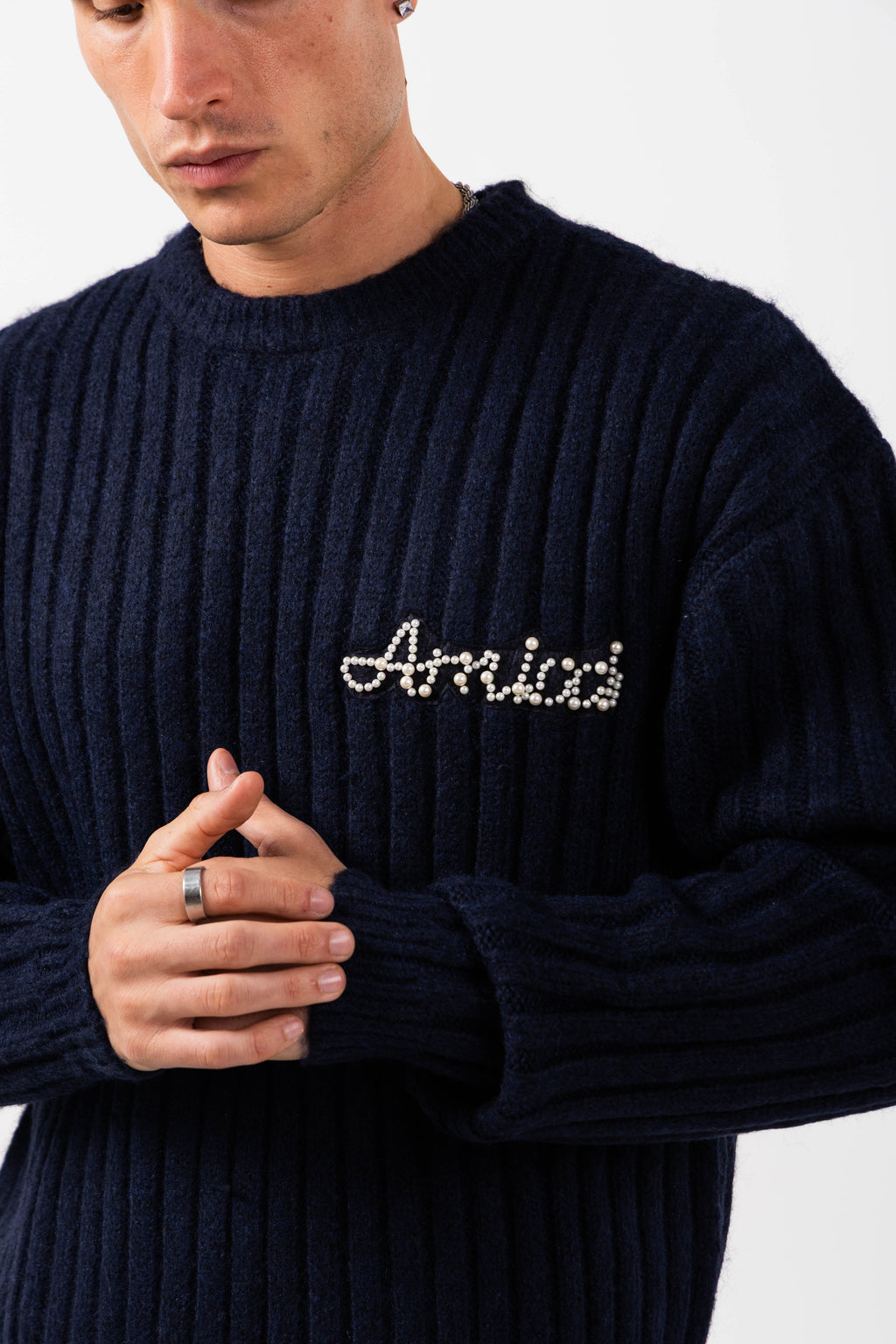 Pietro Navy Knitted Sweatshirt