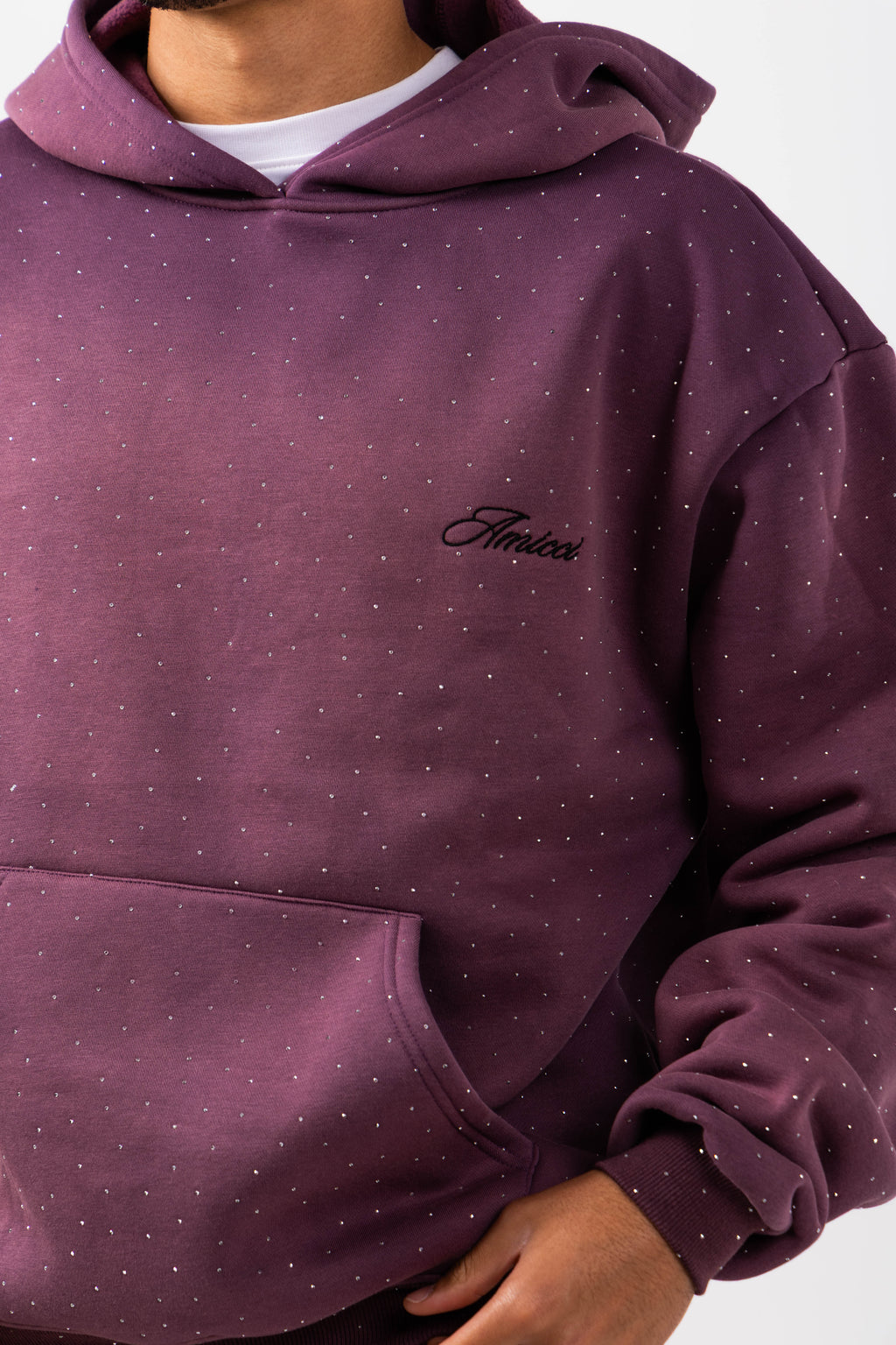 Massimo Embellished Hoodie Plum