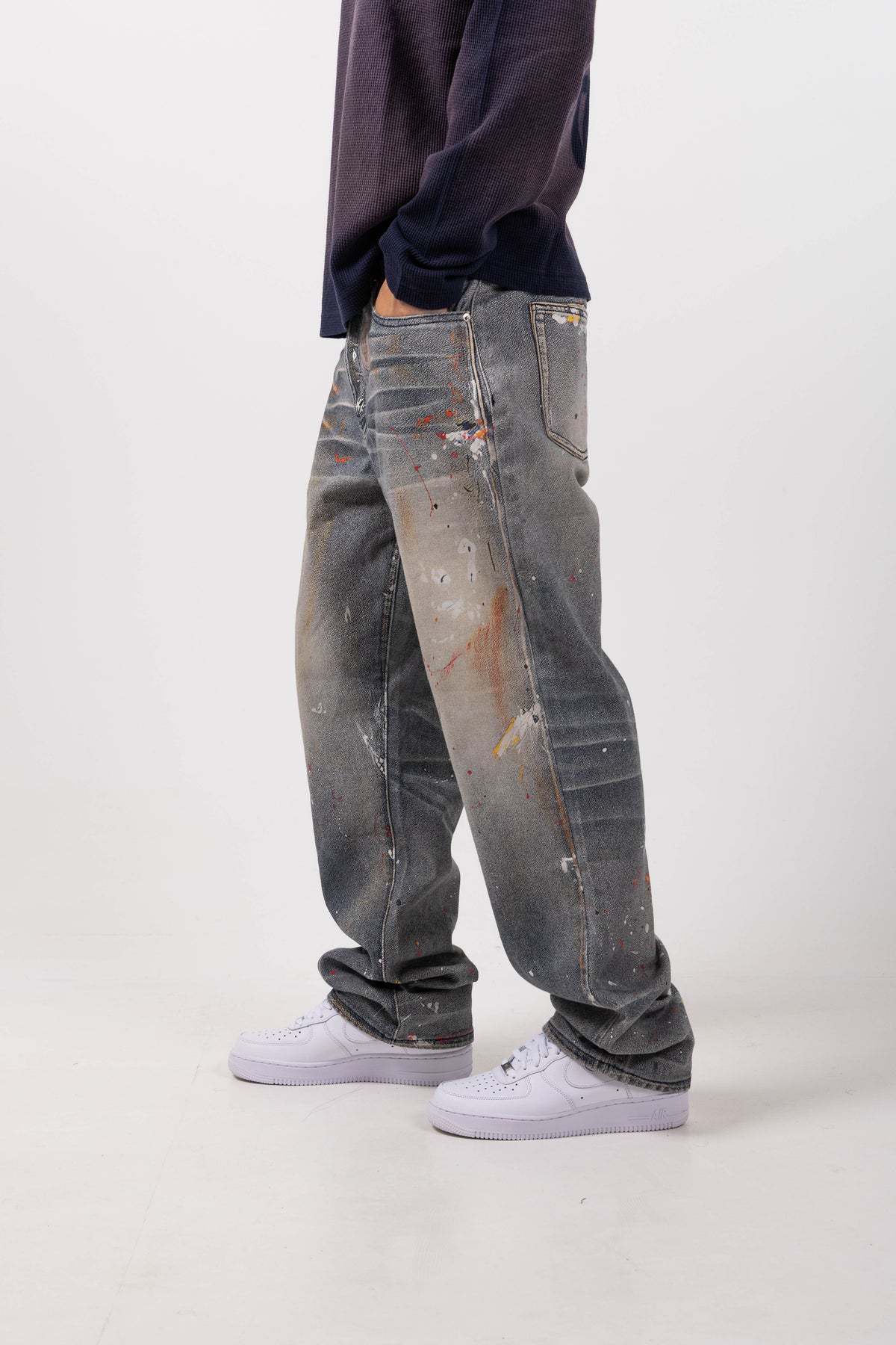 Amalfi Blue Printed Baggy Denim
