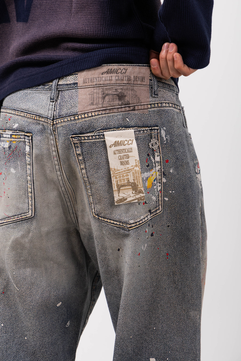 Amalfi Blue Printed Baggy Denim