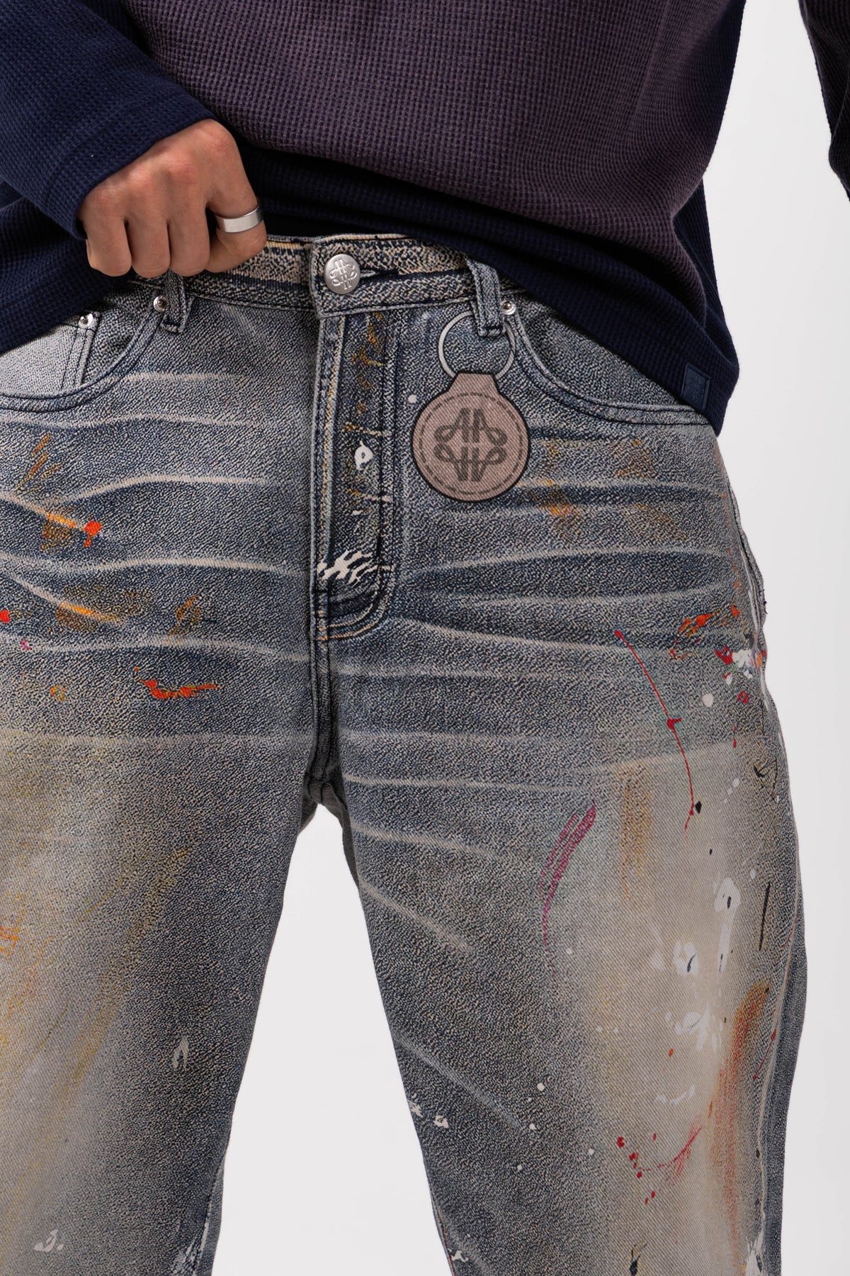 Amalfi Blue Printed Baggy Denim