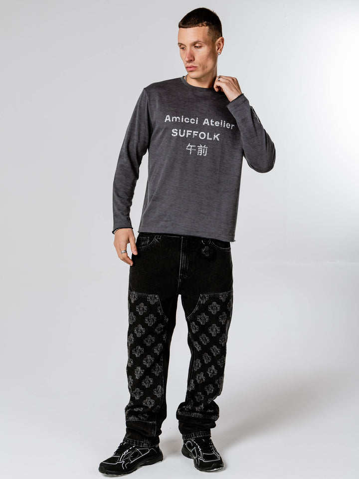 Severino Black Monogram Straight Jean