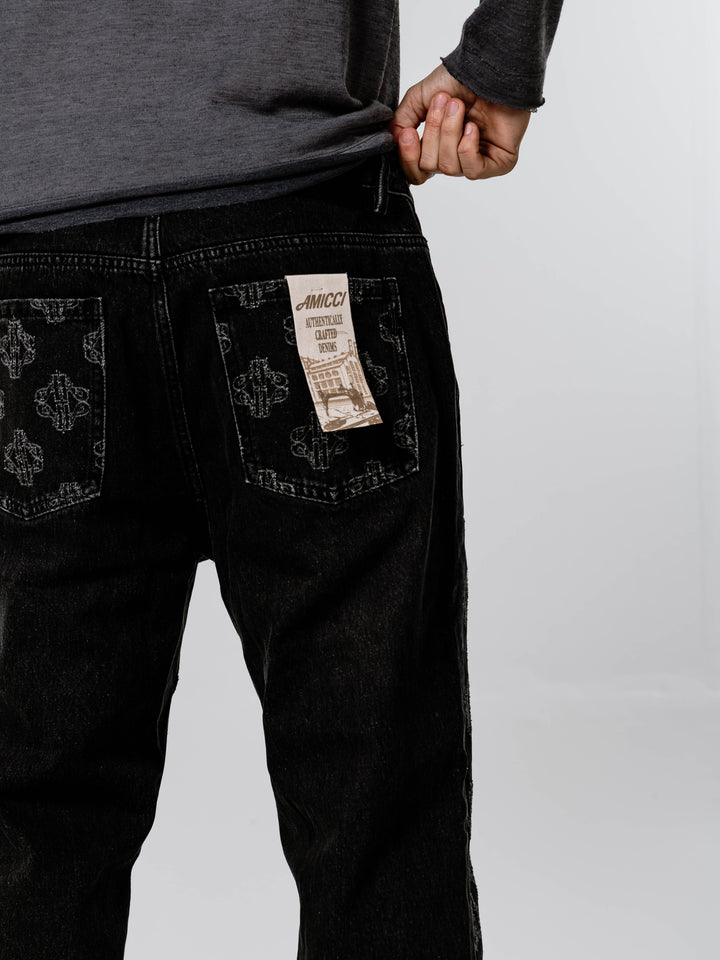 Severino Black Monogram Straight Jean