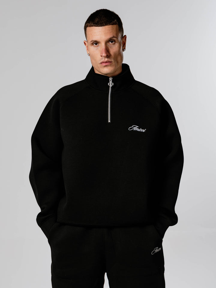 Atelier Scuba Quarter Zip  Black Sweatshirt