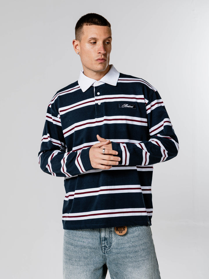 Benevito Navy Striped Longlseeve T Shirt