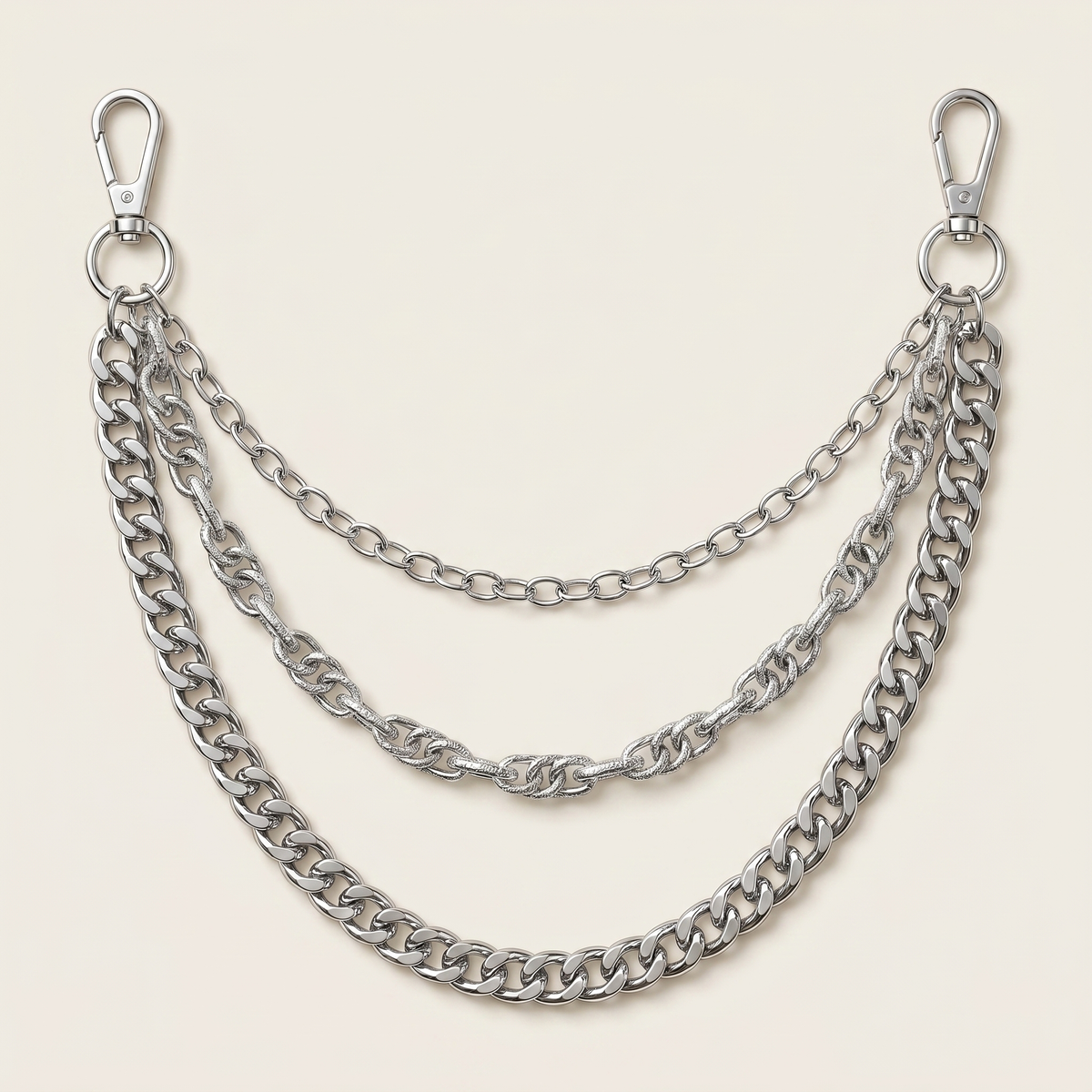 Collar de cadena en capas de plata
