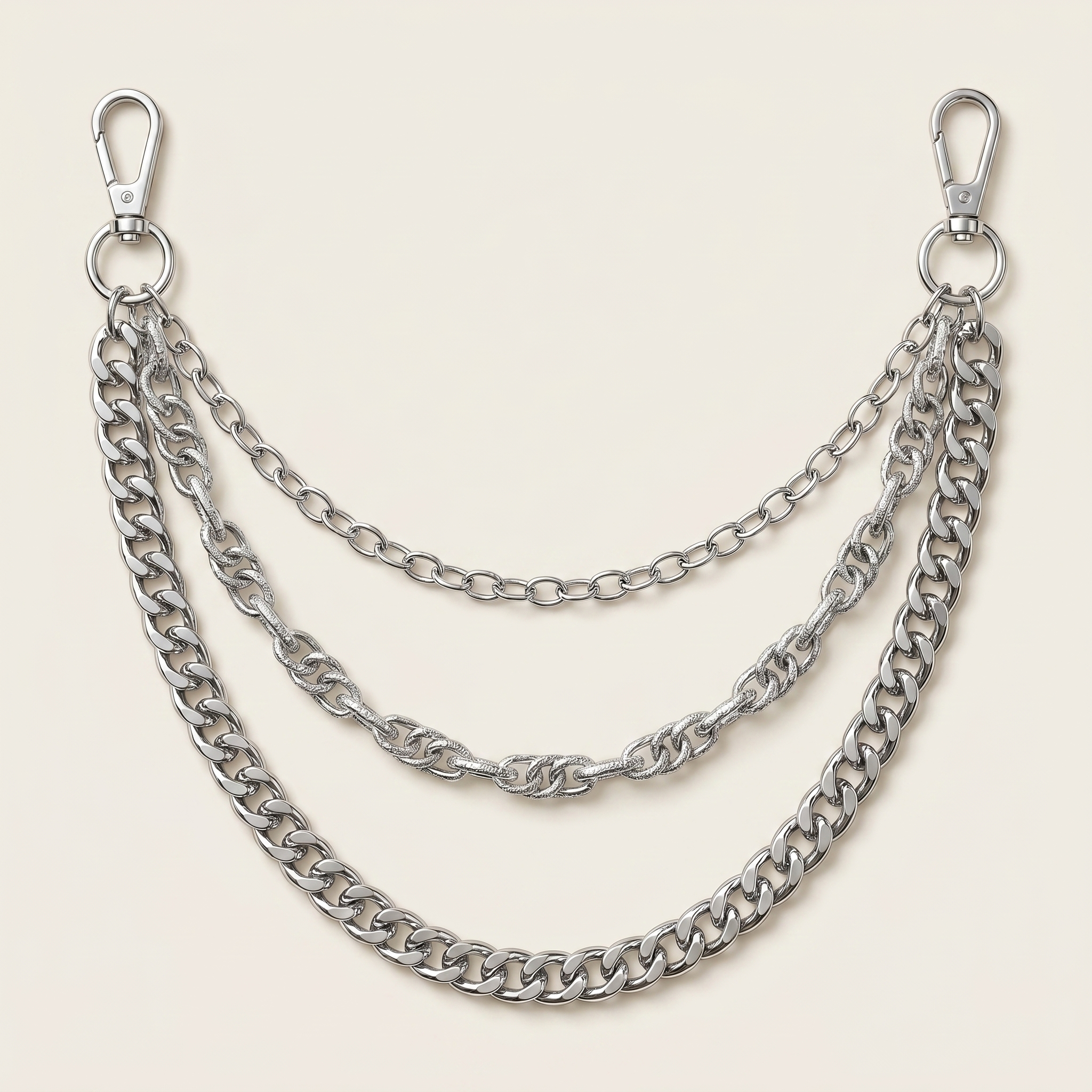 Collar de cadena en capas de plata