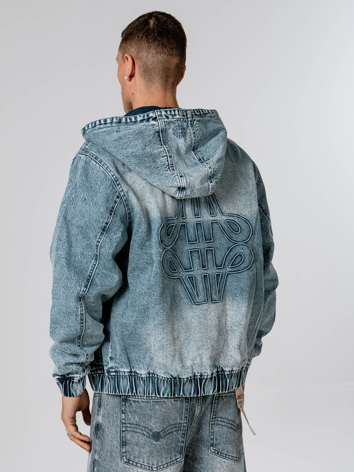 Light Blue Hooded Denim Jacket