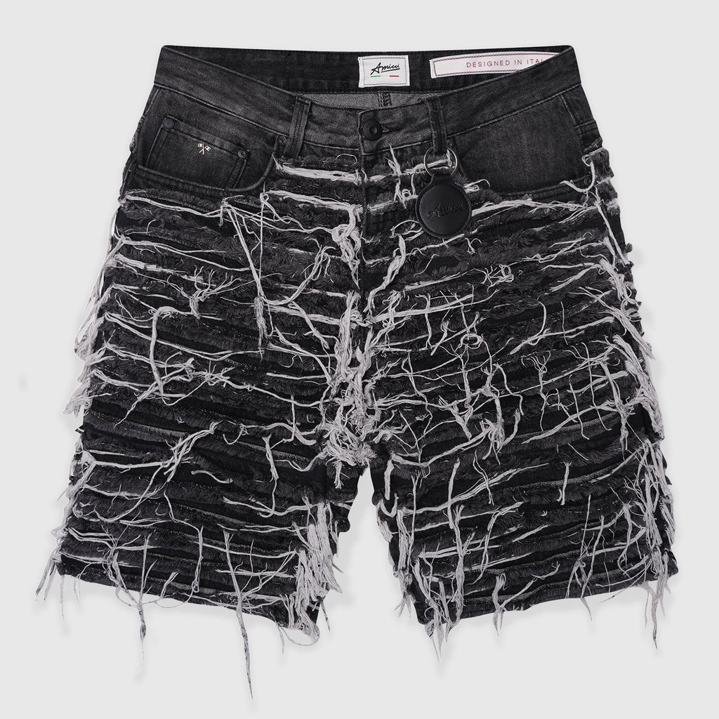 Sassari Frayed Black Denim Shorts