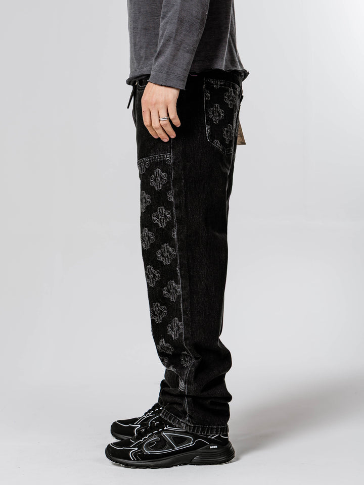 Black Monogram Jeans
