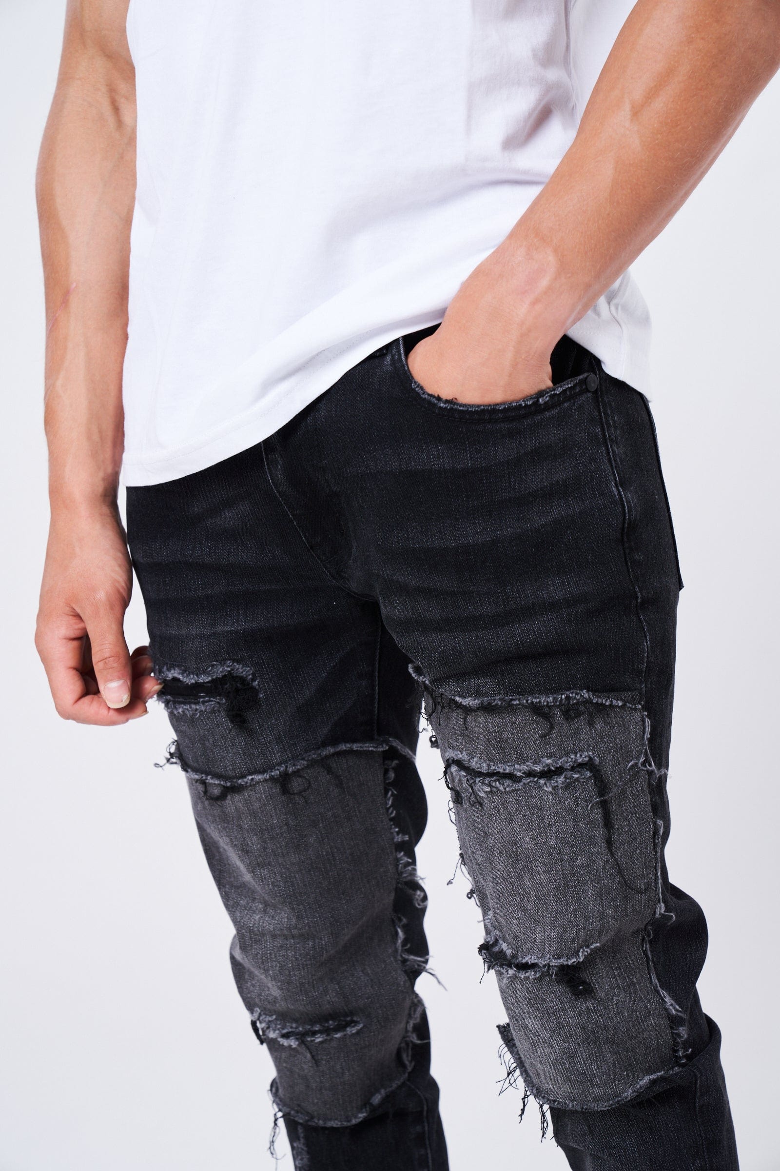 Amicci Cremano Black - Premium Ripped Distressed Denim Jeans
