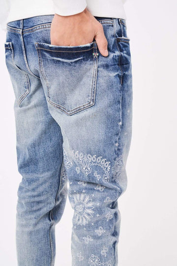 Amicci Luca - Premium Paisley Print Denim Jeans
